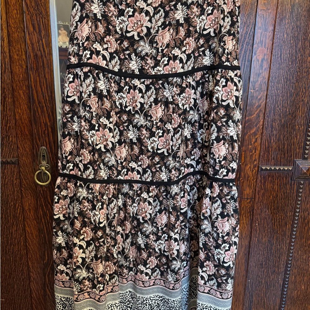 Mango floral and animal print maxi skirt